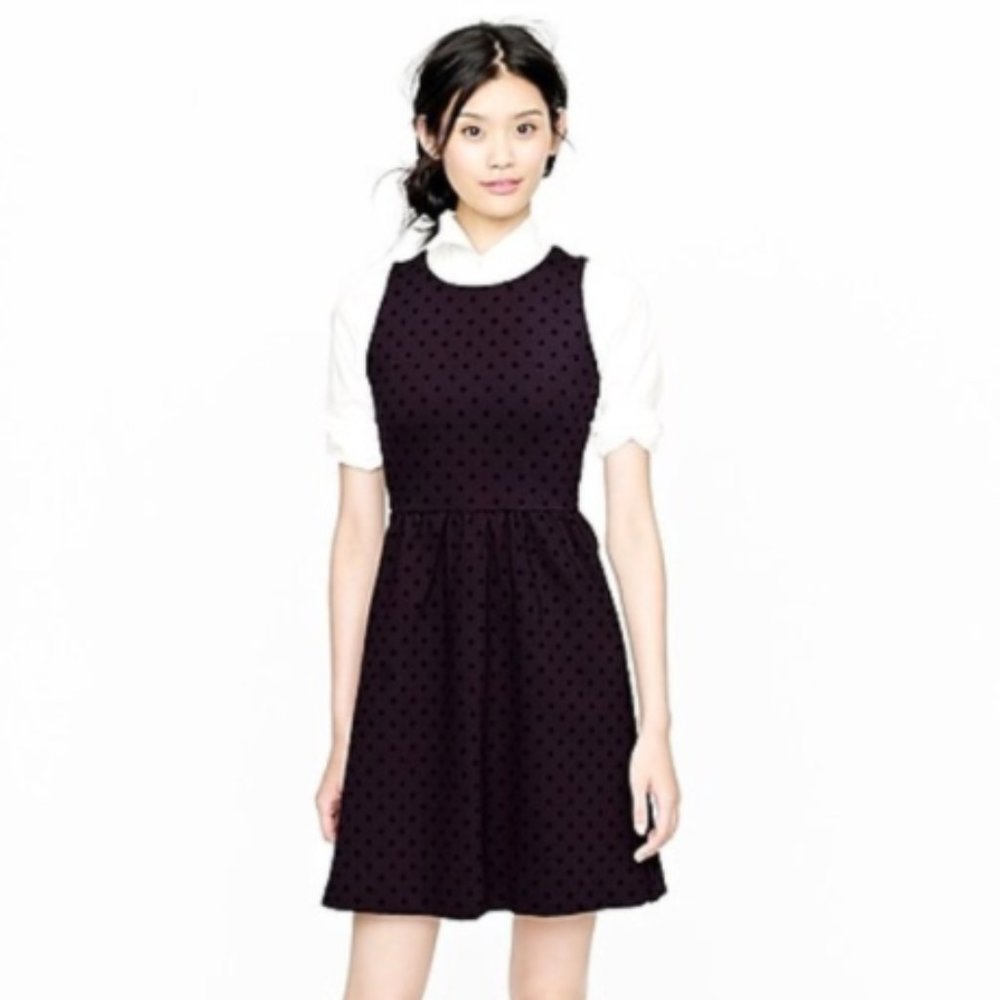 J.Crew Navy Blue Polka Dot Ponte Sleeveless Dress